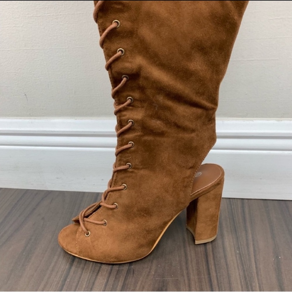 LAST 1! Taupe Lace Up Boots - Picture 3 of 6